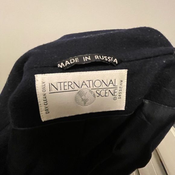 International Scene Navy Blue Wool Coat - Picture 2 of 3